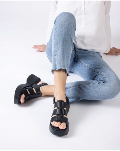 Wonders-Sandalias-Sandalias NORA Negro